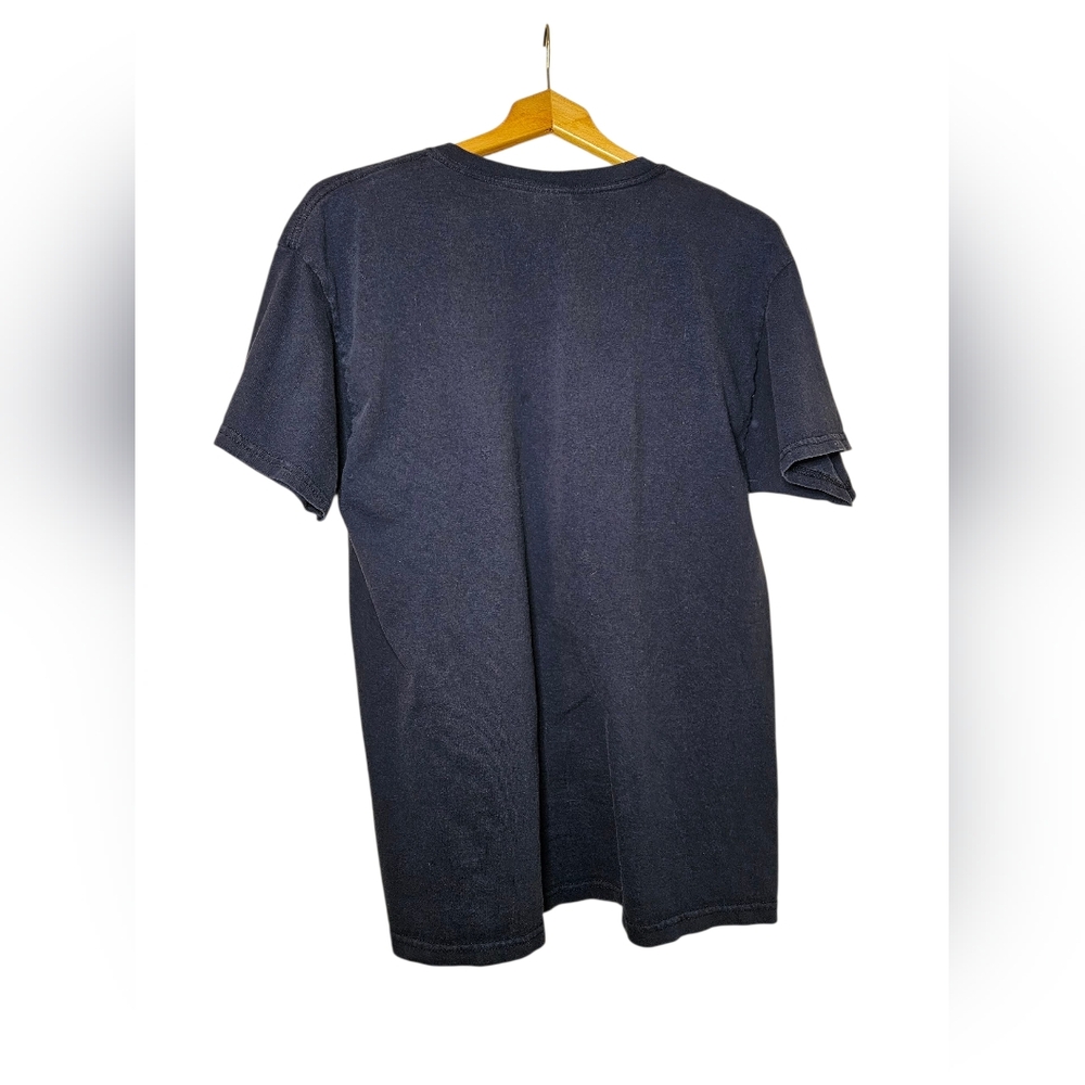 Used - Men's Large Gildan Dark Blue T-Shirt with Funny Text - Picture 4 of 5